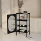 Glam -dressoir met glazen deur keukenserver met metalen frame