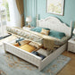 French Country Standard Bed Rubberwood and Pine Wood Panel Bed White