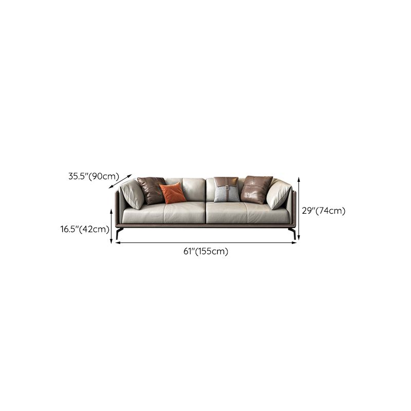 Canapé de bras top top canapé en cuir moderne avec oreillers en gris et brun