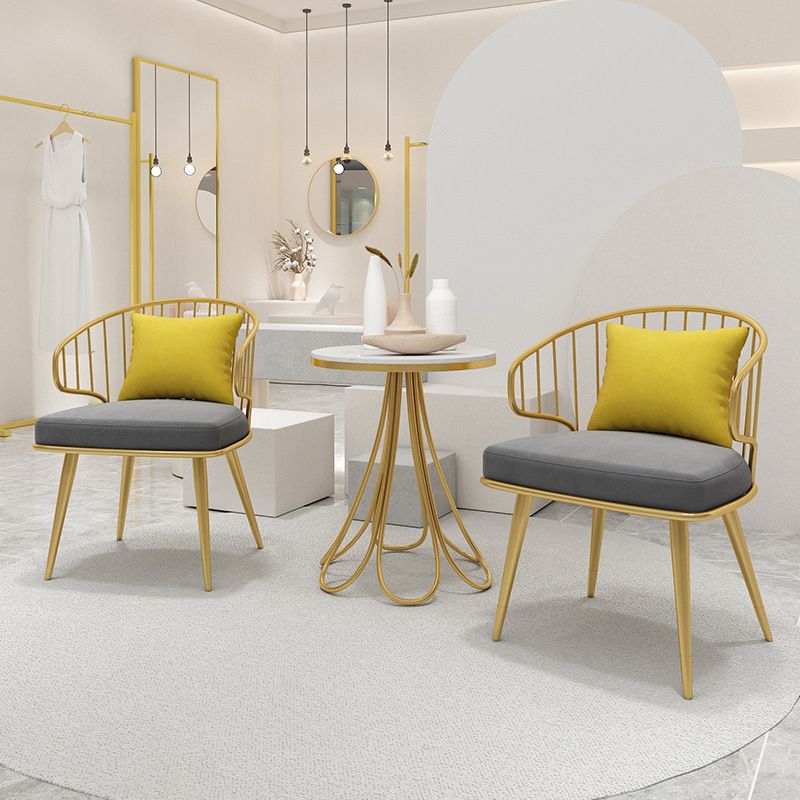 Contemporary Kitchen Dining Armchair Metal Side Dining Chairs in Gold Clearhalo 'Dining Chairs' 'Dining Tables & Seating' 'dining_chair' 'furn' 'furn_dining_chair' 'Furniture' 'Kitchen & Dining Furniture' 1200x1200_a5954d7c-cb20-4071-94ef-61d48708154c