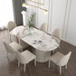 Oval Stone Top Dining Table Traditional Luxury Dining Table for Kitchen