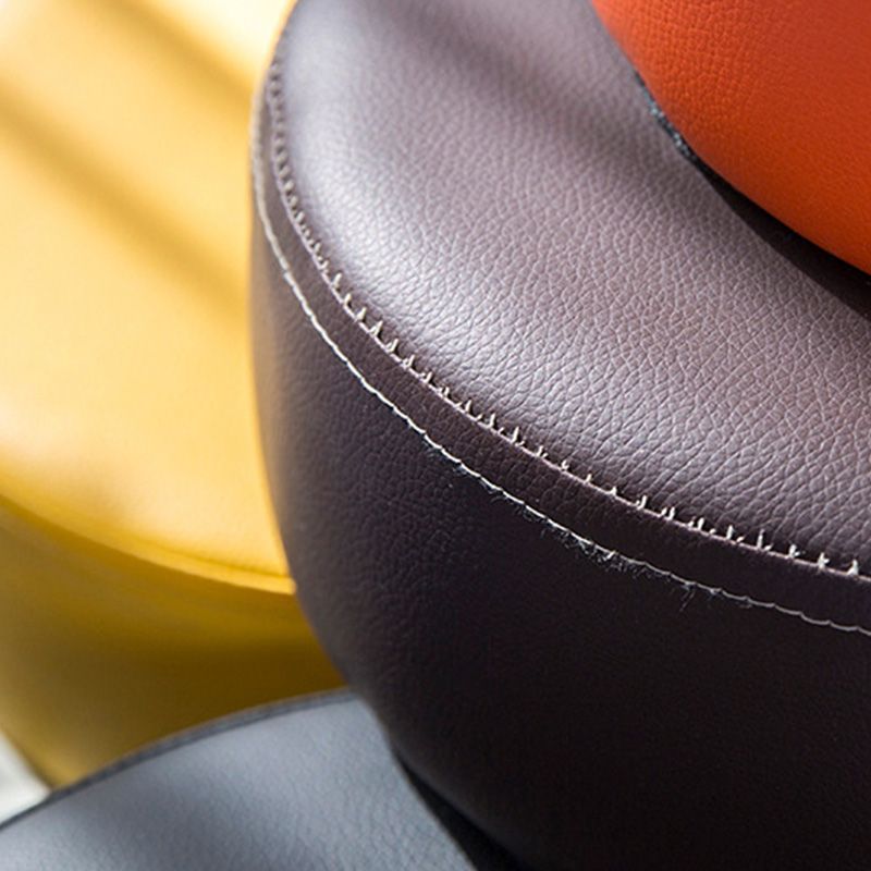 Waterbestendig Ottomaanse vaste kleur faux leer rond pouf ottoman