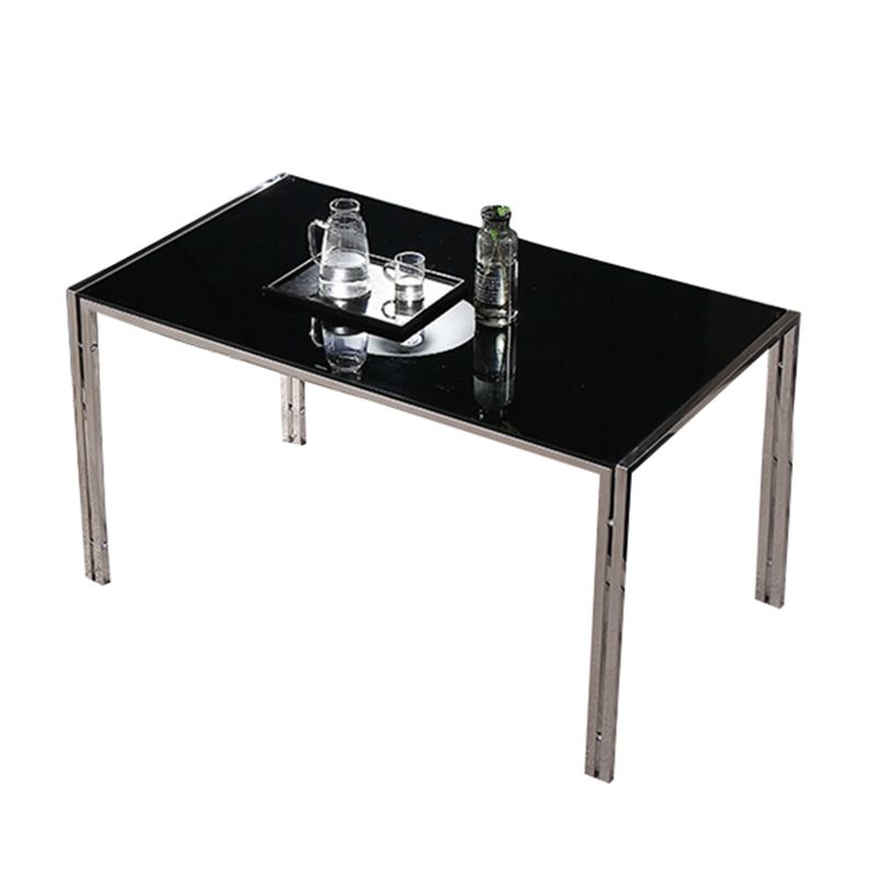 Contemporary Style Tempered Glass Top Dining Table 4 Legs Table for Dining Room Clearhalo ' dining_table' 'Dining Tables & Seating' 'Dining Tables' 'furn' 'furn_dining_table' 'Furniture' 'furniture_dining_table' 'Kitchen & Dining Furniture' 'kitchen&dining_furn' 'kitchen' 'kitchen_dining_table' 1200x1200_a597983b-e160-4e8a-a53c-10bf744613e1