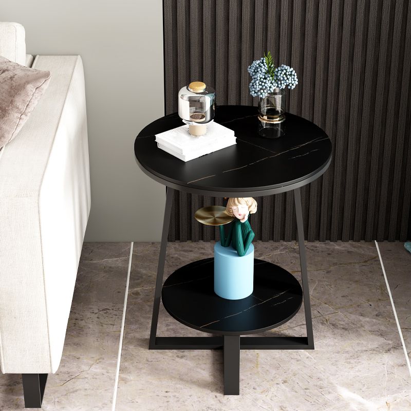 Tableau latérale supérieure en ardoise 23,6 "de haut de la table de fin de jambes en fer avec étagère