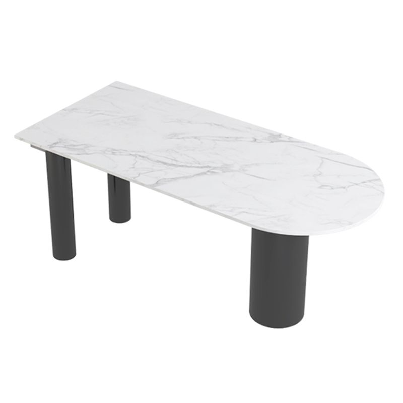 Free Form White Dining Table Sintered Stone Table Contemporary with 3 Legs Clearhalo ' dining_table' 'Dining Tables & Seating' 'Dining Tables' 'Furniture' 'furniture_dining_table' 'Kitchen & Dining Furniture' 'kitchen&dining_furn' 'kitchen' 'kitchen_dining_table' 1200x1200_a5999b85-ac5e-46b6-93f1-c169d466869f