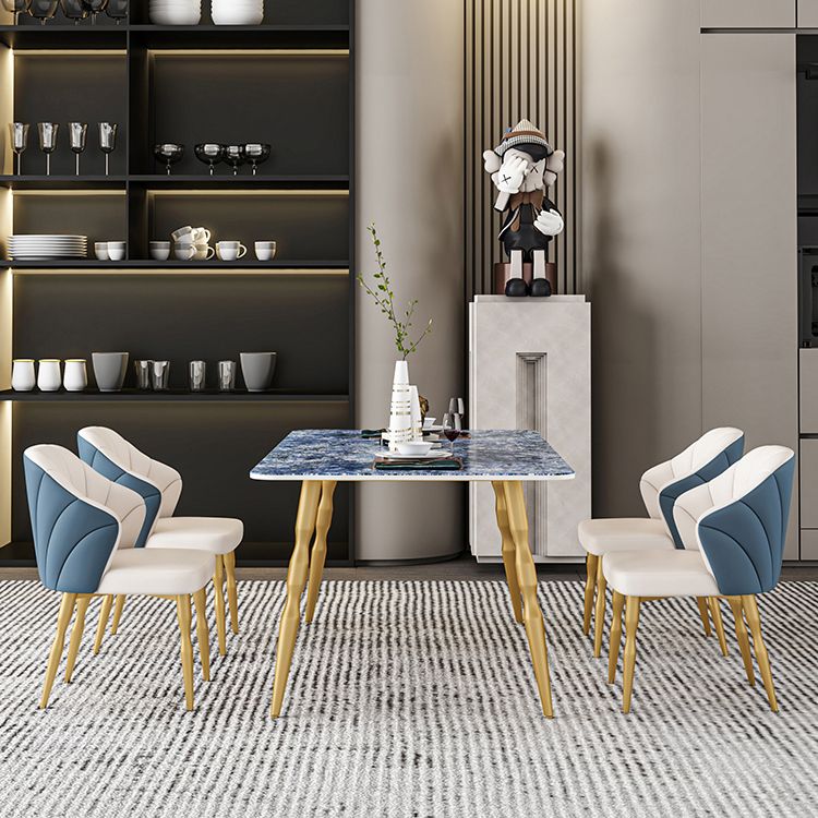 Glam Iron Dinette Set 1/2/5/7 Pieces Rectangle Sintered Stone Top Dining Table Set Clearhalo 'Dining Room Sets' 'Dining Tables & Seating' 'dining_room_set' 'furn' 'furn_dining_room_set' 'Furniture' 'furniture_dining_room_set' 'Kitchen & Dining Furniture' 1200x1200_a59afd41-e4af-4bd5-a5a4-0bbd97413d14