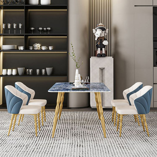 Glam Iron Dinette Set 1/2/5/7 Pieces Rectangle Sintered Stone Top Dining Table Set Clearhalo 'Dining Room Sets' 'Dining Tables & Seating' 'dining_room_set' 'furn' 'furn_dining_room_set' 'Furniture' 'furniture_dining_room_set' 'Kitchen & Dining Furniture' 1200x1200_a59afd41-e4af-4bd5-a5a4-0bbd97413d14