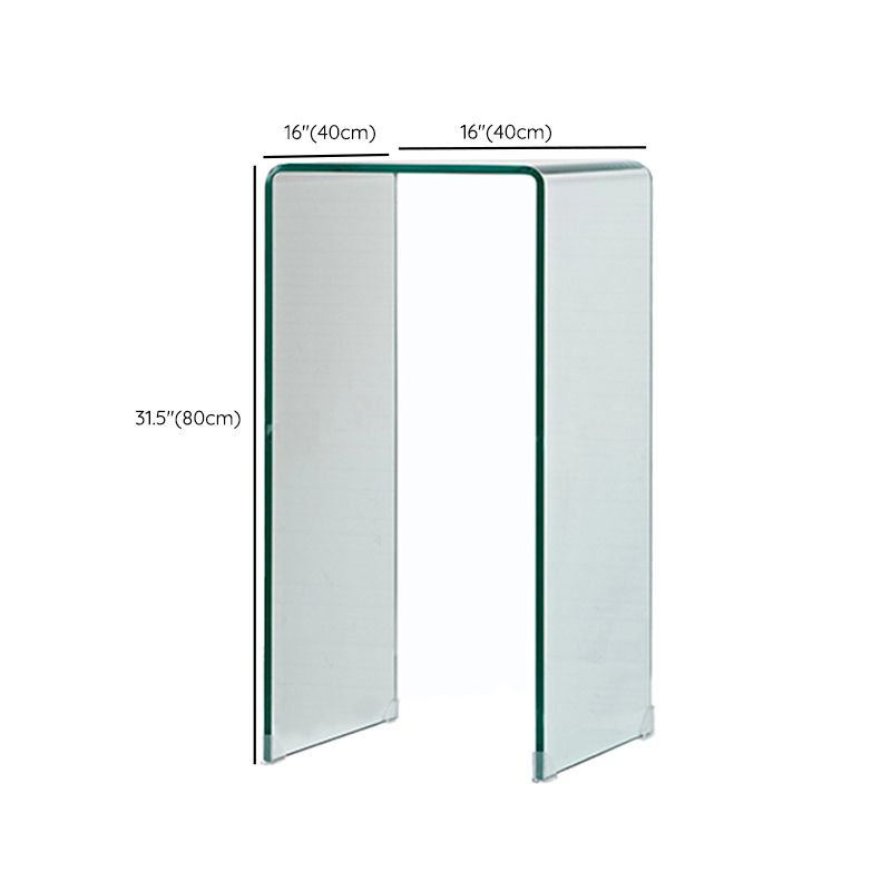 Modern Square Glass Side End Table Sled Corner Table for Living Room