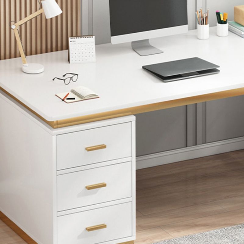 Contemporary 3 Drawers Office Desk Antique Finish Computer Desk Clearhalo 'furn' 'furn_office_desk' 'Furniture' 'Office Desks' 'Office Furniture' 'office_desk' 1200x1200_a59ed4cf-b88e-4ab9-a314-5d85353bb96d