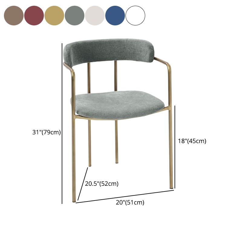 Glam Metal Arm Chair Open Back Dining Side Chair with Upholstered 20"x20.4"x31" Clearhalo 'Dining Chairs' 'Dining Tables & Seating' 'dining_chair' 'furn' 'furn_dining_chair' 'Furniture' 'furniture_dining_chair' 'Kitchen & Dining Furniture' 1200x1200_a59f487d-7c01-4942-838e-b3116f48e501