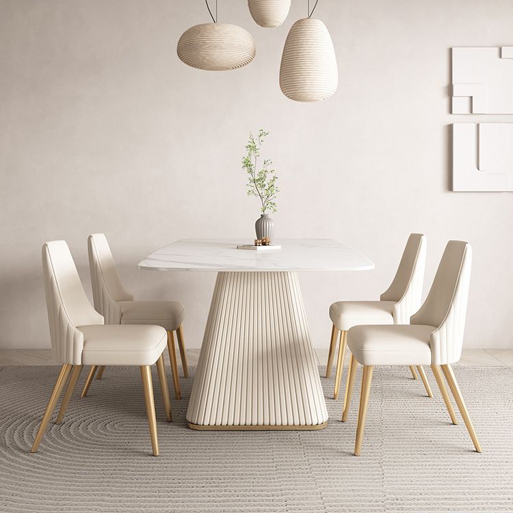 Modern Style Sintered Stone Table Dining Rectangle Table with Metal Legs for Home