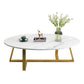 Modern Oval Coffee Table Wood and Steel Coffee Table Cross Legs