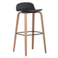 Plastic Low Back Bar Stools Scandinavian Beech Wood Base Barstool