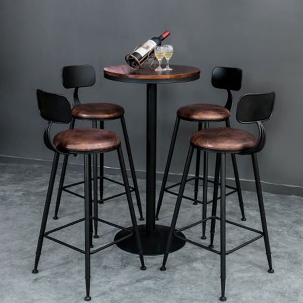 Industrial 1/3/5 Pieces Bar Table Set Round Pine Wood Counter Table with High Stools Clearhalo 'Bar Furniture' 'furn' 'furn_home_bar_bar_sets' 'Furniture' 'Home Bars & Bar Sets' 'home_bar_bar_sets' 'Kitchen & Dining Furniture' 1200x1200_a5ad9c89-2c73-4587-87db-3143d1a66a5a