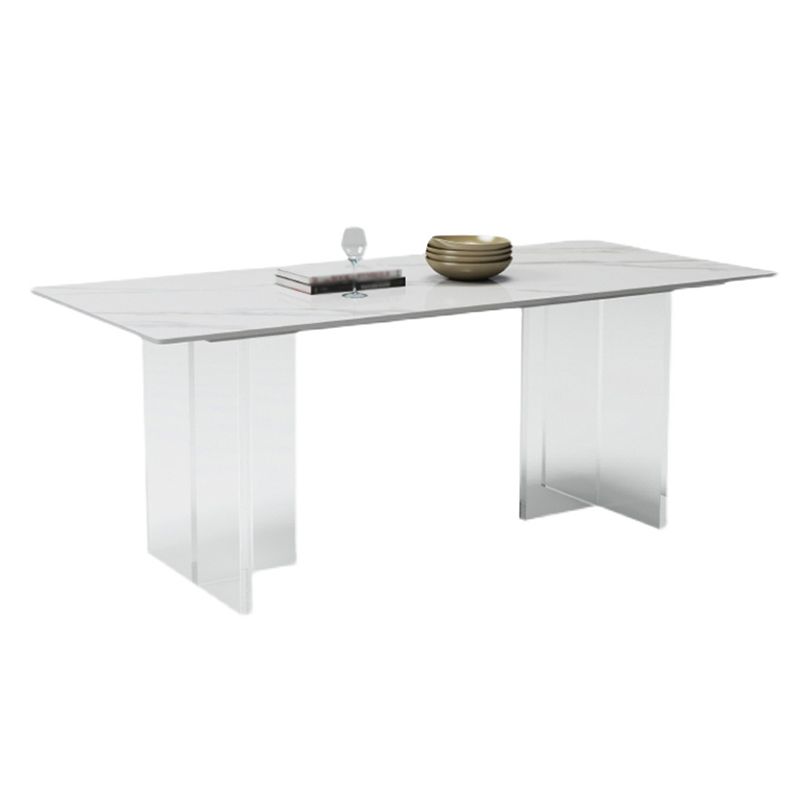 Modern White Dining Table Rectangle Sintered Stone Dining Table with Acrylic Legs Clearhalo ' dining_table' 'Dining Tables & Seating' 'Dining Tables' 'furn' 'furn_dining_table' 'Furniture' 'furniture_dining_table' 'Kitchen & Dining Furniture' 'kitchen&dining_furn' 'kitchen' 'kitchen_dining_table' 1200x1200_a5ae3853-cbc7-489e-bd25-7a4e92037e7d
