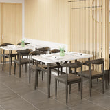 Zeitgenössischer weiße rechteckige Holzentisch mit 4 Stahlfuß