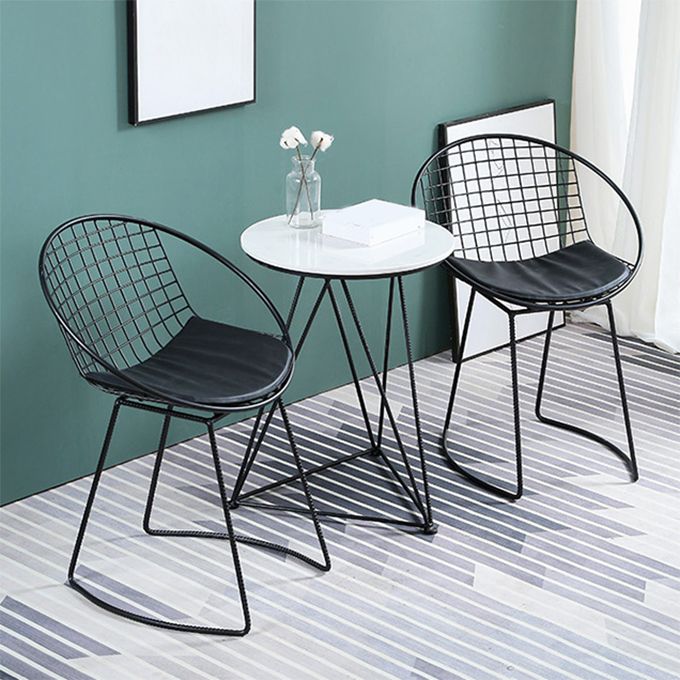Modern Round Dining Set with Metal Chairs 1/3 Pieces Stone Top Dinette Set for Kitchen Clearhalo 'Dining Room Sets' 'Dining Tables & Seating' 'dining_room_set' 'furn' 'furn_dining_room_set' 'Furniture' 'Kitchen & Dining Furniture' 1200x1200_a5b0b66a-aa3c-4545-b519-361ac8a65741
