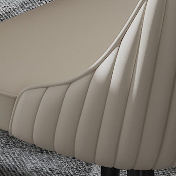 Faux Leather Dining Chairs Modern Parsons Armless Chair with Black Legs