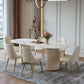 Double Pedestal Dining Room Desk Luxury Oval Sintered Stone Home Fixed Table
