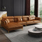 Luxurious Pillow Back Sectional Genuine Leather Flared Arm Sectional