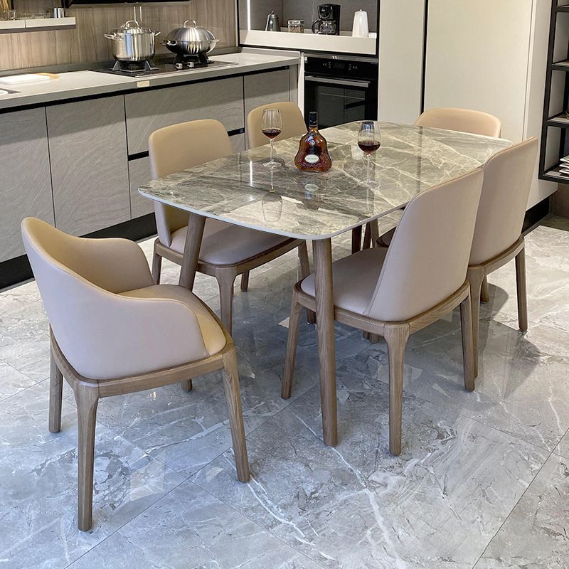 Contemporary Fixed Faux Marble Top Dining Room Table¬†with 4 Solid Wood Legs Kitchen Dining Set Clearhalo 'Dining Room Sets' 'Dining Tables & Seating' 'dining_room_set' 'Furniture' 'furniture_dining_room_set' 'Kitchen & Dining Furniture' 'kitchen&dining_furn' 'kitchen' 1200x1200_a5b3cc2a-28b3-4e28-af86-5699fd13a334