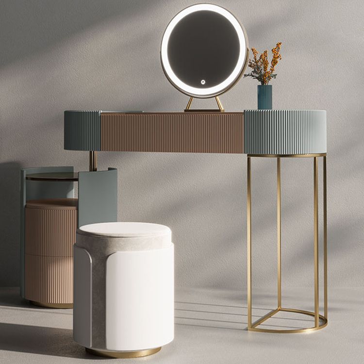 Glazen top ijdelheid tafelopslag doos ijdelheid set met make -uptafel en ontlasting