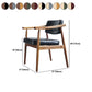 Oak Wood Modern Dining Chair for Home Faux Leather Open Back Side Chair