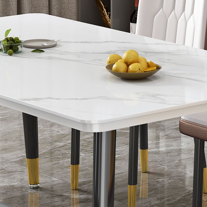 Glam Standard Rectangle Shape Table Sintered Stone Kitchen Dining Table with 4 Legs Base Clearhalo ' dining_table' 'Dining Tables & Seating' 'Dining Tables' 'furn' 'furn_dining_table' 'Furniture' 'furniture_dining_table' 'Kitchen & Dining Furniture' 'kitchen&dining_furn' 'kitchen' 'kitchen_dining_table' 1200x1200_a5b8b65f-d0d4-464a-bdd0-a64cf6c92045