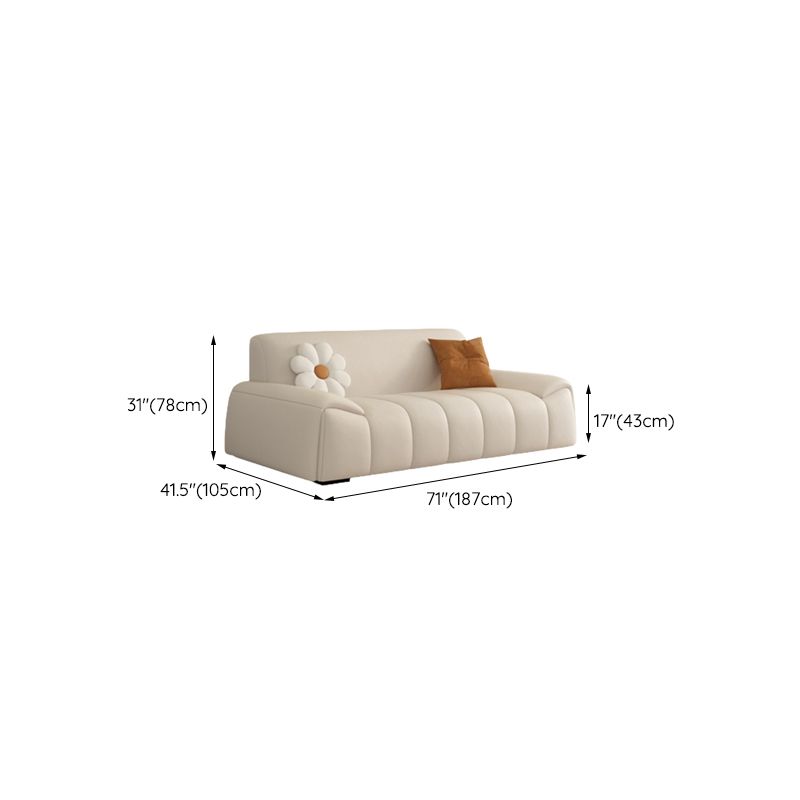 Genuine Leather Cream Sofa Modern 30.7" H Pillow Top Arm Sofa Clearhalo 'furn' 'furn_sofas' 'Furniture' 'Living Room Furniture' 'Sofa' 'sofas' 1200x1200_a5b8be03-d84d-4c4e-9014-dd13bcc8afb8