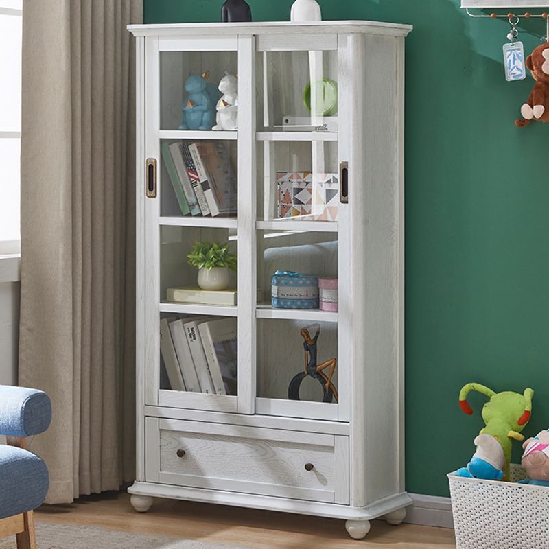Wooden Standard Bookcase Contemporary Closed Back Bookshelf with Doors