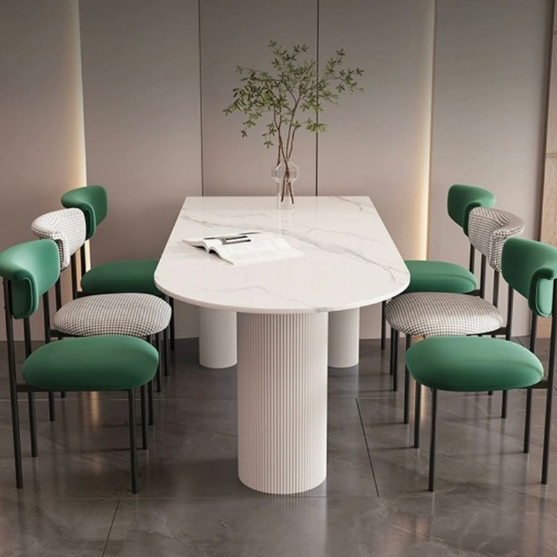 White Tripod Base Dining Table Stone Top Modern Dining Room Kitchen Table Clearhalo 'Dining Tables & Seating' 'Dining Tables' 'dining_table' 'furn' 'furn_dining_table' 'Furniture' 'furniture_dining_table' 'Kitchen & Dining Furniture' 'kitchen' 'kitchen_dining_table' 1200x1200_a5ba078e-7e8c-4880-9b58-474d91432273