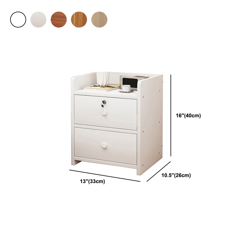 Table de chevet en bois à 1/2 tiroirs, 15,7 po de hauteur, brun/blanc/naturel