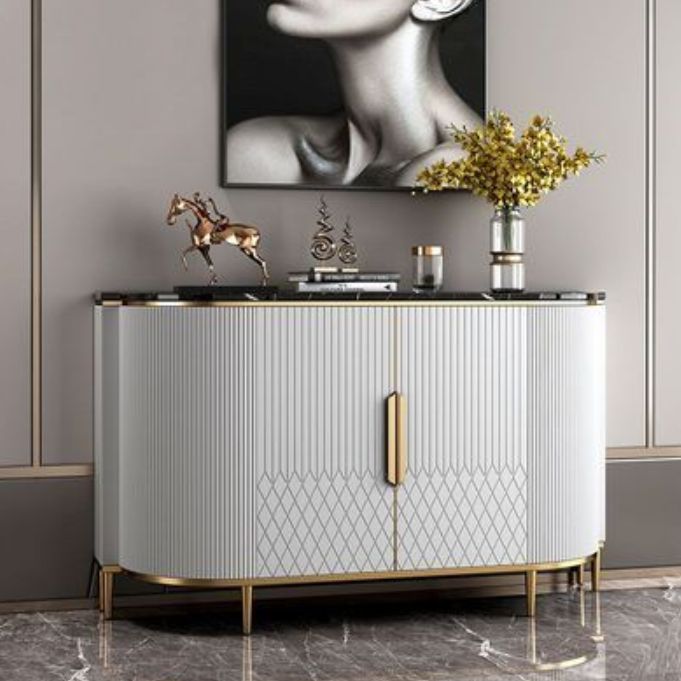 Glam Sideboard Marble Sideboard Cabinet with Doors for Kitchen Clearhalo 'buffet_sideboard' 'Buffets & Sideboards' 'furn' 'furn_buffet_sideboard' 'Furniture' 'Kitchen & Dining Furniture' 1200x1200_a5bb4a43-5d79-48e2-bfa9-62877a1c2d7c