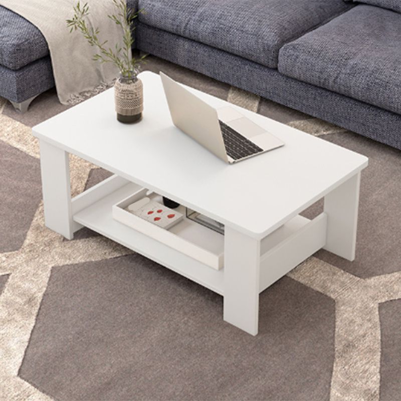 Modern Style Rectangular Artificial Material 4 Legs Base Design Coffee Table