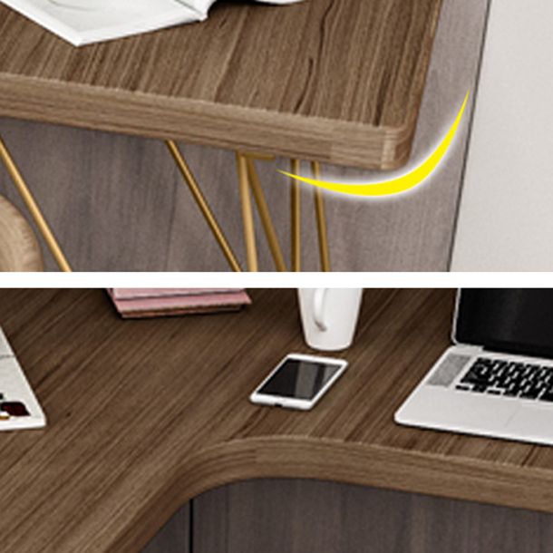 Glam Style Office Desk Solid Wood L-Shaped Desk with Gold Frame Clearhalo 'furn' 'furn_office_desk' 'Furniture' 'furniture_office_desk' 'Office Desks' 'Office Furniture' 'office_desk' 1200x1200_a5be25fe-af63-4e5e-8ca9-18a7e20223f5