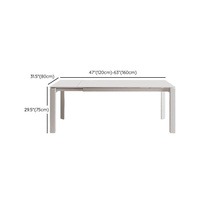Modern Style 1/3/4/5/7 Pieces Dining Table Rectangle Stone Extendable Furniture in White Clearhalo 'Dining Room Sets' 'Dining Tables & Seating' 'dining_room_set' 'furn' 'furn_dining_room_set' 'Furniture' 'Kitchen & Dining Furniture' 1200x1200_a5c1aff9-98cd-4e93-b932-277533cdae52