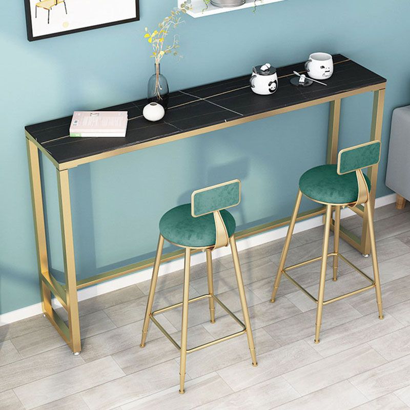 Glam Rectangle Stone Pub Bar Table Indoor Gold Iron Bar Dining Table with Trestle Pedestal Clearhalo 'Bar Furniture' 'Bar Tables' 'bar_tables' 'furn' 'furn_bar_tables' 'Furniture' 'furniture_bar_tables' 'Kitchen & Dining Furniture' 'kitchen&dining_furn' 'kitchen' 1200x1200_a5c220ef-8db9-425a-8560-6b82b6752692