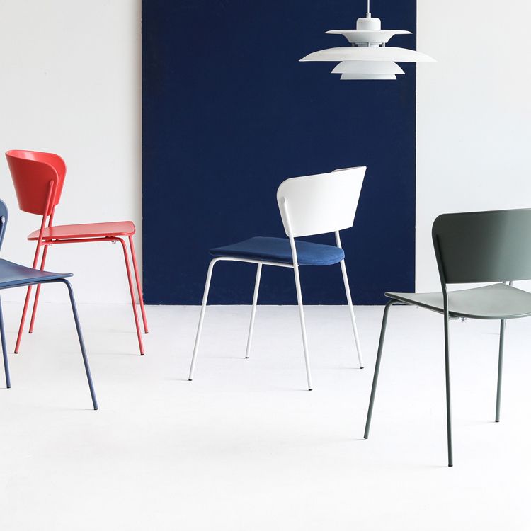 Contemporary Metal Stackable Chairs Kitchen Dining Room Open Back Side Chair Clearhalo ' kitchen&dining_furn' 'Dining Chairs' 'Dining Tables & Seating' 'dining_chair' 'furn' 'furn_dining_chair' 'Furniture' 'furniture_dining_chair' 'Kitchen & Dining Furniture' 'kitchen' 1200x1200_a5c4681a-1c8f-45bc-8460-8902c9923585