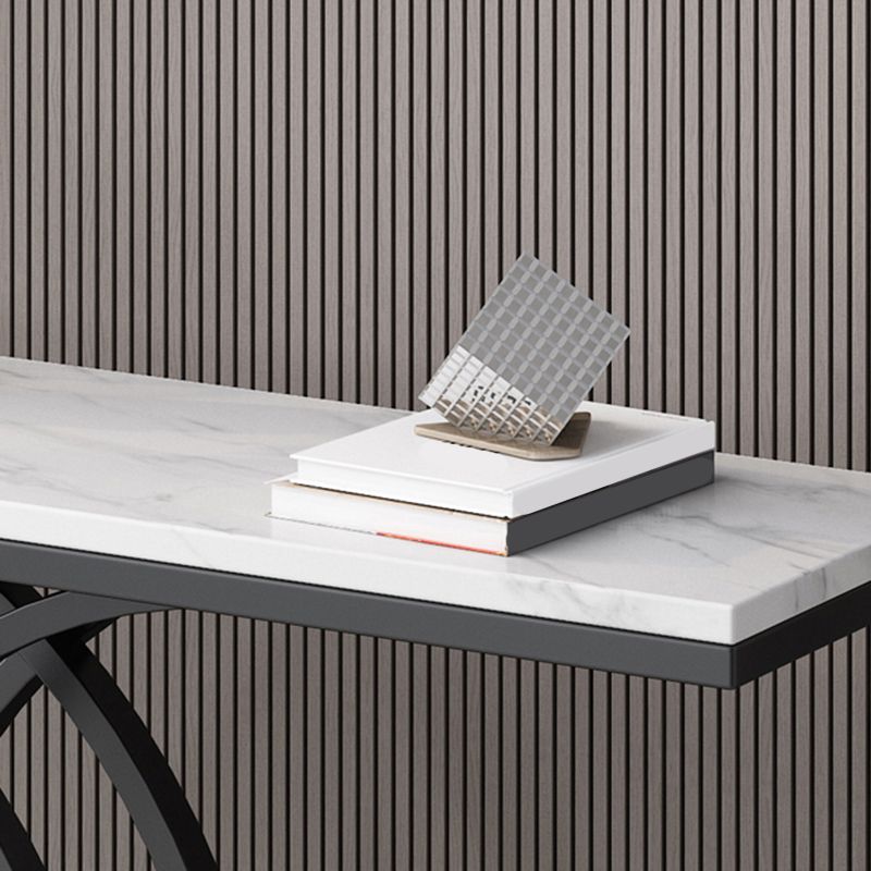 Glam Style Rectangle Console Table with Pedestal Base for Hall