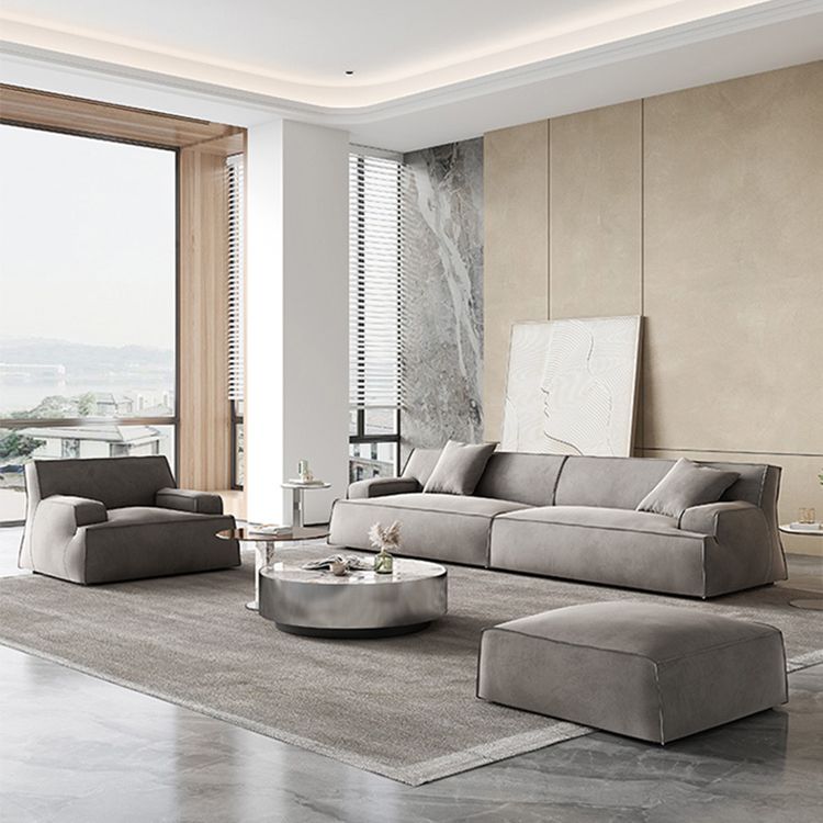 Sofá de brazo empotrado de cuero/tela genuino contemporáneo para sala de estar