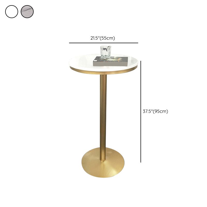 Glam Bar Dining Table Pedestal White Bistro Bar Table with Metal Base Clearhalo 'Bar Furniture' 'Bar Tables' 'bar_tables' 'furn' 'furn_bar_tables' 'Furniture' 'Kitchen & Dining Furniture' 1200x1200_a5c8bdc3-1aa5-44e0-a02e-d181404e2bc4
