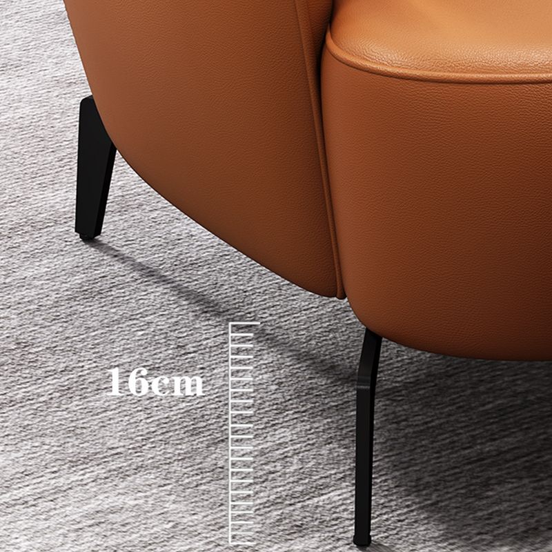 Fauteuil accent orange contemporain avec cadre en bois massif et pattes en métal
