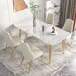 Glam Iron Dinette Set 1/2/3/5/7 Pieces Rectangle Dining Table Set with Sintered Stone Top