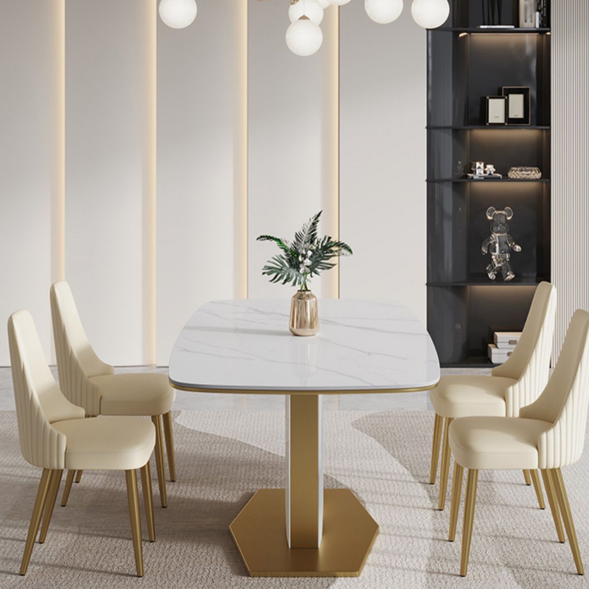 Nordic Sintered Stone Top Dining Set 1/4/5/7 Pieces Rectangle Dining Table with Chairs Clearhalo 'Dining Room Sets' 'Dining Tables & Seating' 'dining_room_set' 'furn' 'furn_dining_room_set' 'Furniture' 'furniture_dining_room_set' 'Kitchen & Dining Furniture' 1200x1200_a5ca361f-6d01-4399-9b54-1a50b96f5b27