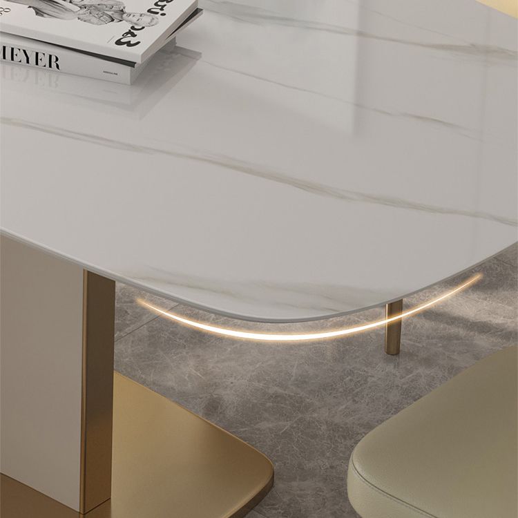 Modern Style Traditional Height Dining Set with Fixed Rectangle Shape Table and Pedestal Base Clearhalo 'Dining Room Sets' 'Dining Tables & Seating' 'dining_room_set' 'furn' 'furn_dining_room_set' 'Furniture' 'furniture_dining_room_set' 'Kitchen & Dining Furniture' 'kitchen&dining_furn' 'kitchen' 1200x1200_a5cbab99-88a9-4e23-acd6-0a2caddbcbfc