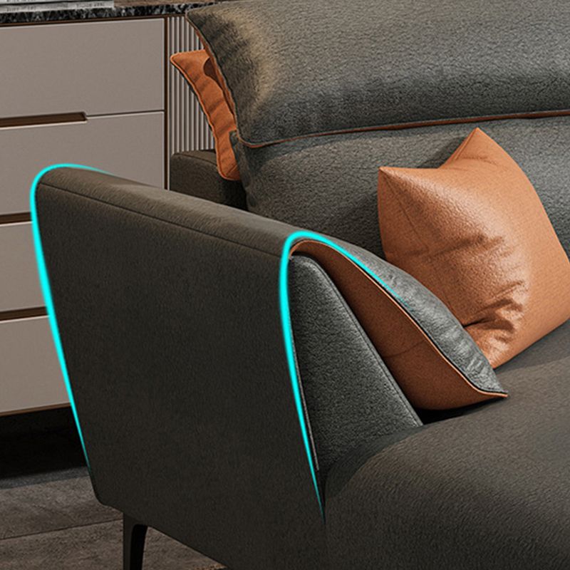 Sectionnel contemporain en faux cuir avec oreiller pour 4 personnes