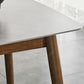 Gray Stone Top Dining Table Mid-Century Modern Table with 4 Wood Legs