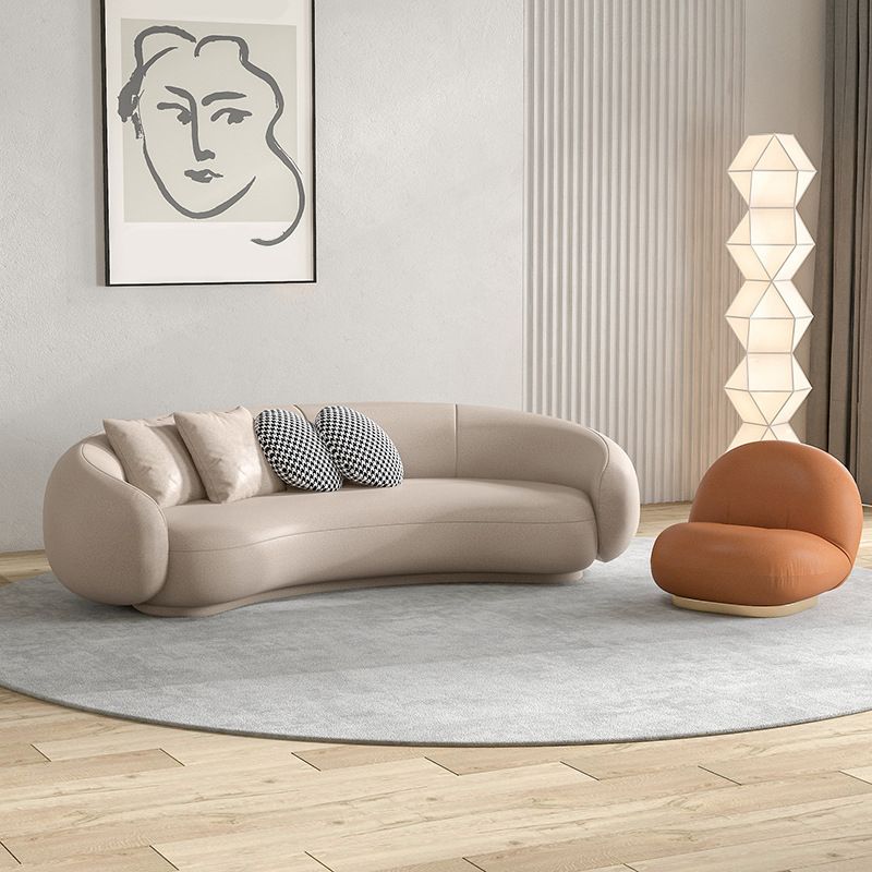 Sofa courbe serré en cuir faux contemporain canapé de bras en pente