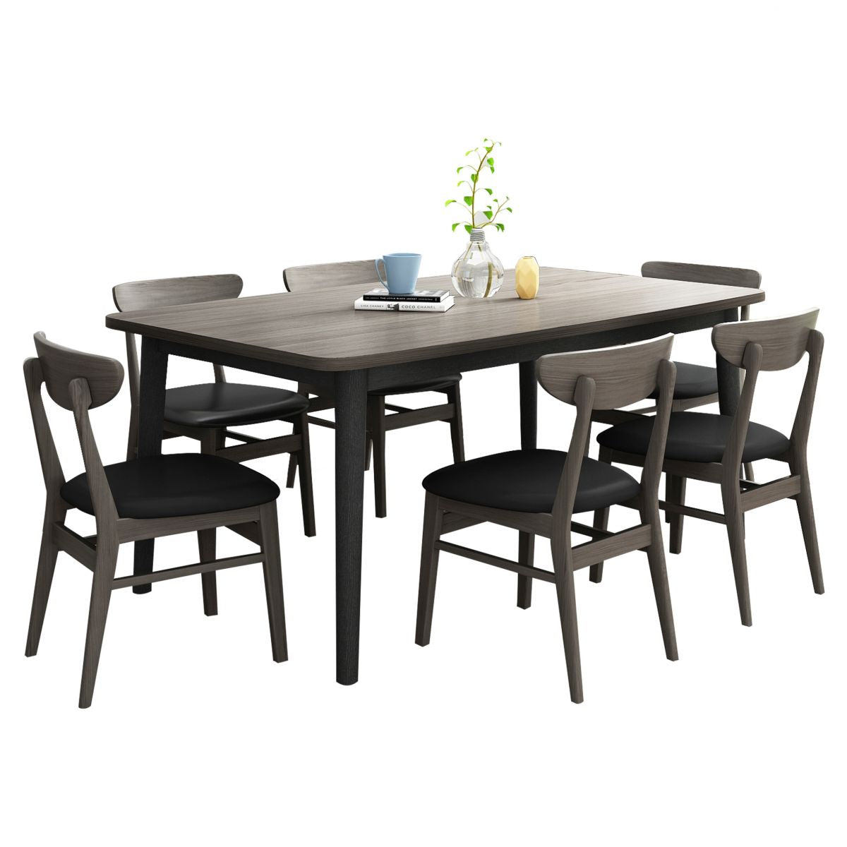 Traditional Style Solid Wood Dining Set with Fixed Table and 4 Legs Base Clearhalo 'Dining Room Sets' 'Dining Tables & Seating' 'dining_room_set' 'furn' 'furn_dining_room_set' 'Furniture' 'furniture_dining_room_set' 'Kitchen & Dining Furniture' 'kitchen&dining_furn' 'kitchen' 1200x1200_a5d3c455-dc43-444e-93dc-786ab14dab0b