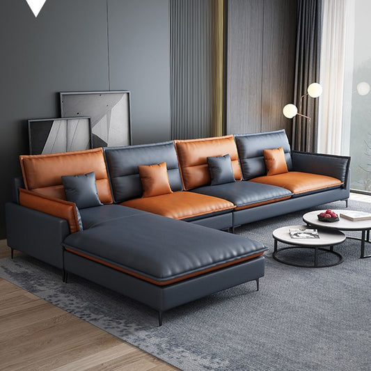 Glam Assembled Faux Leather Living Room Pillow Top Arm Sofa Chaise